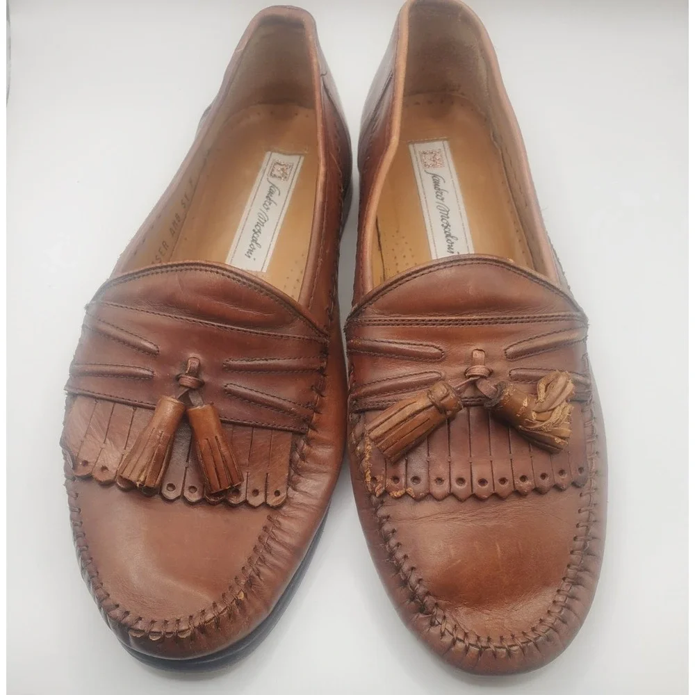 Sandro Moscoloni Men's Size 9 Laser Amb Slip On Brown Loafer Shoes